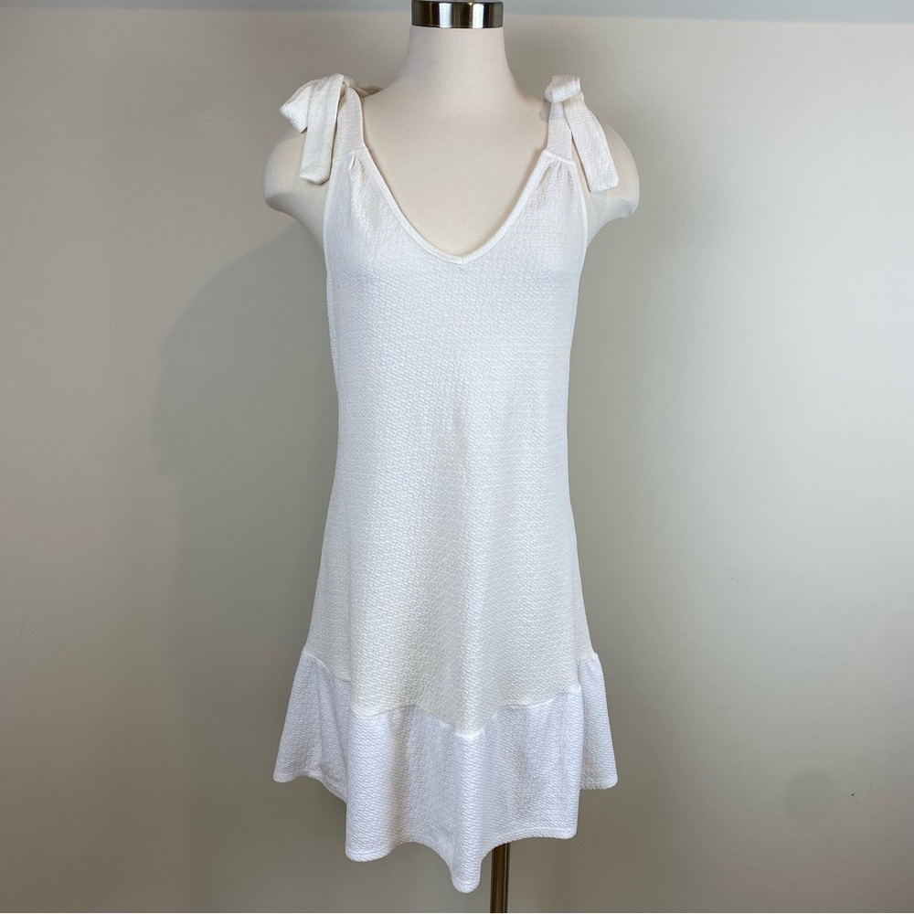 Green Envelope Los Angeles Cream Tank Dress Drop Waist Knee Length Size S Bow